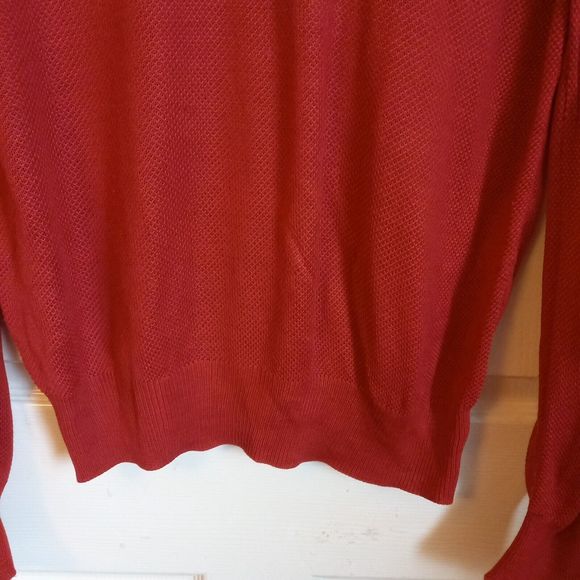 Size 46-48 P2P25" Vintage Red Striped V-Neck Lightweight Jumper - Picture 5 of 7